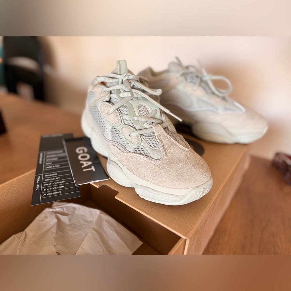 adidas Women Yeezy 500 Taupe Mesh & Suede Sneakers